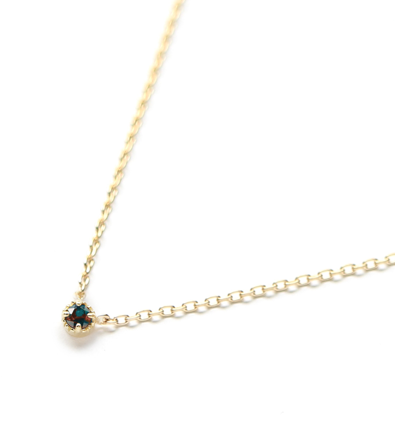 6月誕生石 K10 アレキサンドライトの一粒ネックレス ~Petela~ (K18 変更可能)