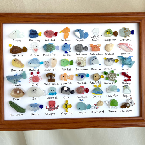 シーグラスアート☆No156 図鑑 ギフト プレゼント 水族館 ヒーリング