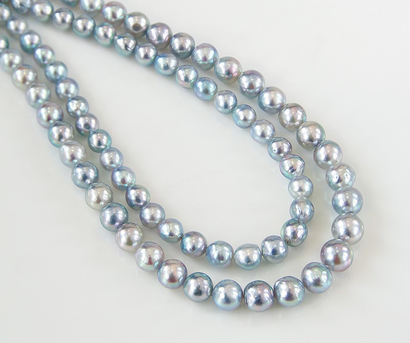 【La Corser】6-9mm本麻シルバーグレーブルー海水真珠ネックレス高級バロックビーズデザインファッショナブルな通勤絶妙な