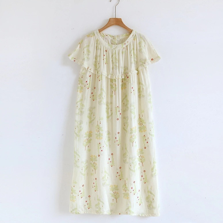 綿100％ ガーゼ  パジャマ ワンピース 部屋着 敏感肌