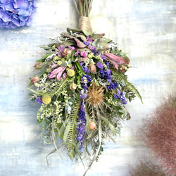 再販、受注制作、紫陽花と千日紅のリース リース SOPO-Kukka 通販