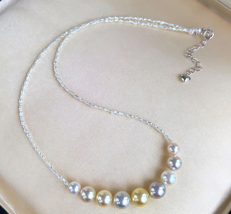 【La Corser】レインボーバブル 4-9mm アコヤ キャンディ ミックスカラー グラデーションパールネックレス オースト