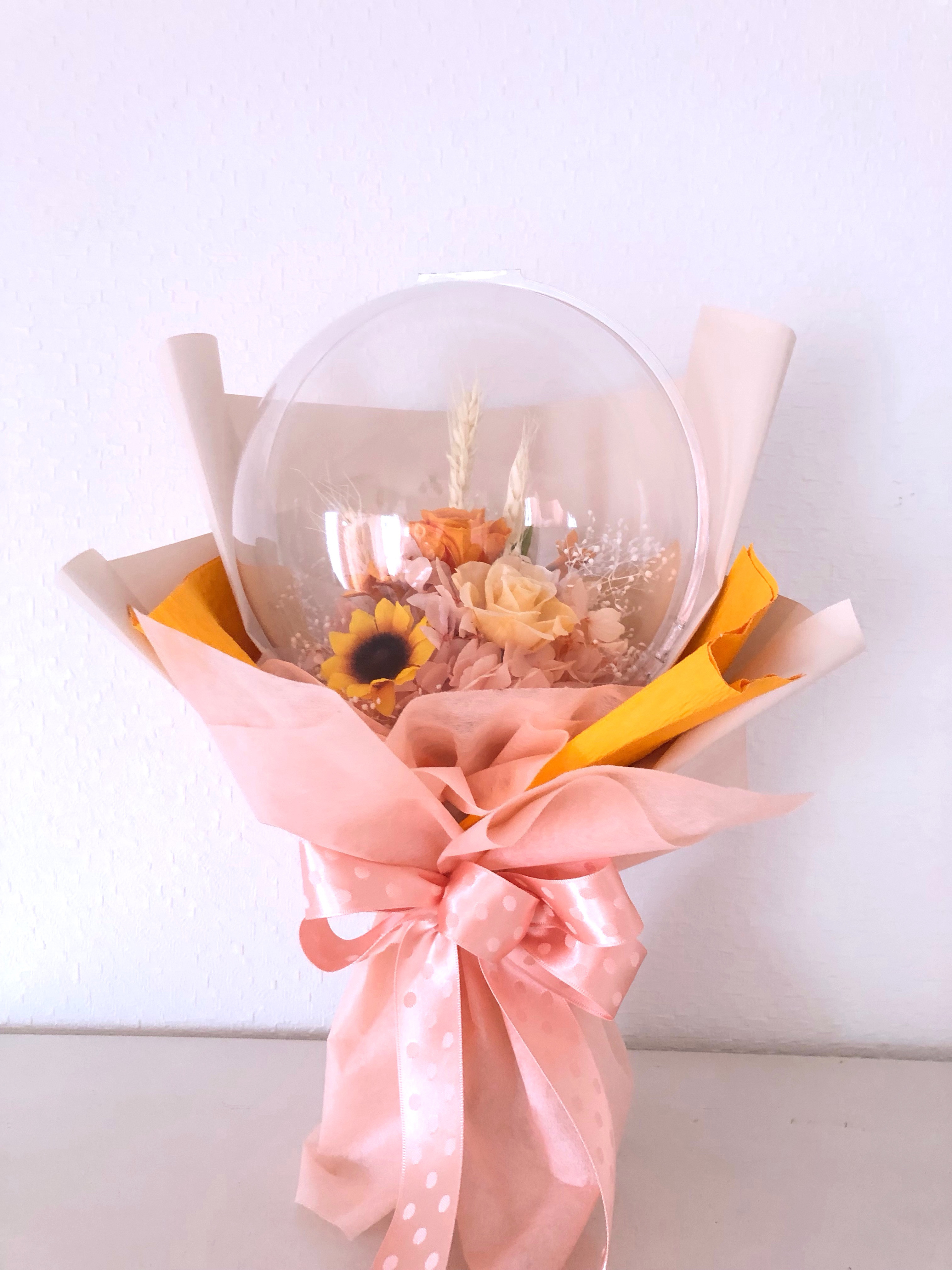 韓国バルーンフラワーブーケオレンジ♡花束♡プレゼント