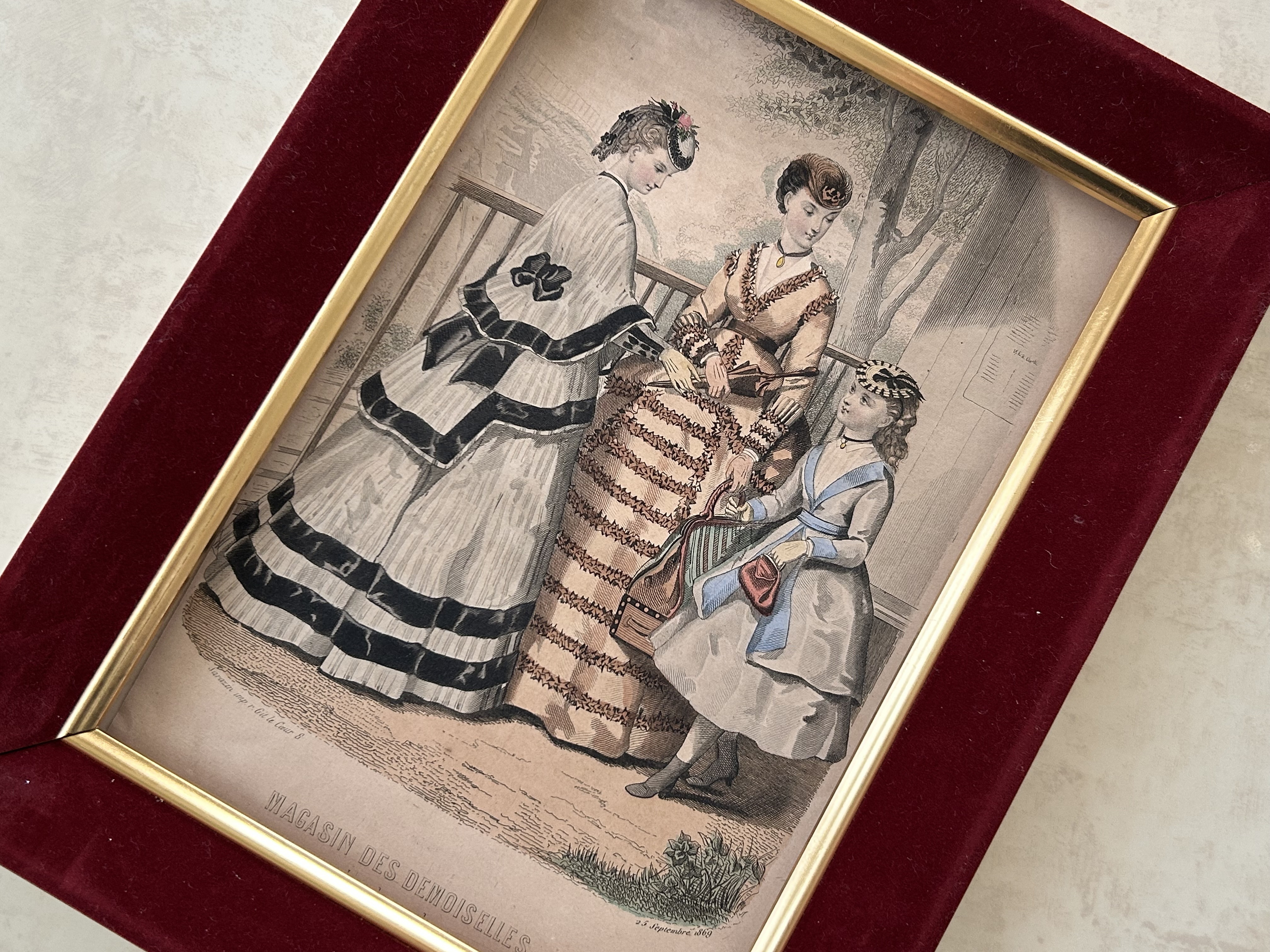 フランスアンティーク MAGASIN DES DEMOISELLES リトグラフ モード画