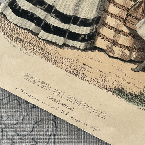 フランスアンティーク MAGASIN DES DEMOISELLES リトグラフ モード画