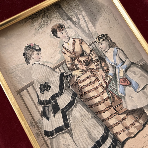 フランスアンティーク MAGASIN DES DEMOISELLES リトグラフ モード画