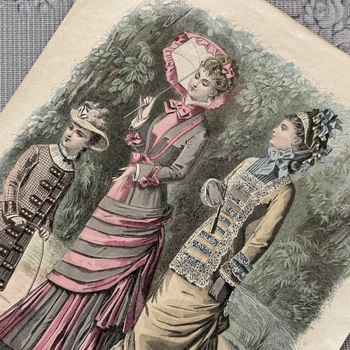 フランスアンティーク JOURNAL DES DEMOISELLS リトグラフ モード画