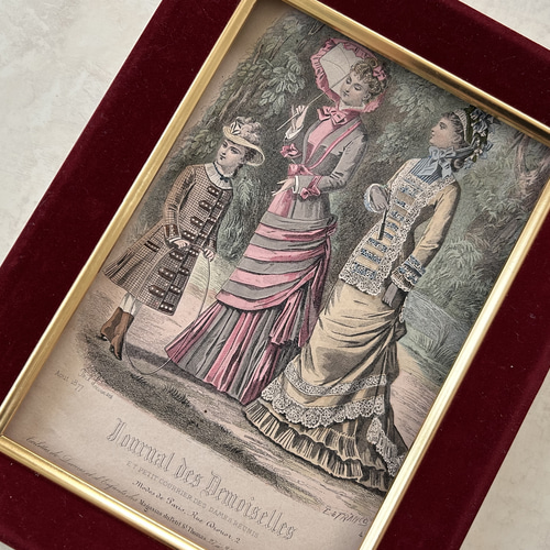 フランスアンティーク JOURNAL DES DEMOISELLS リトグラフ モード画