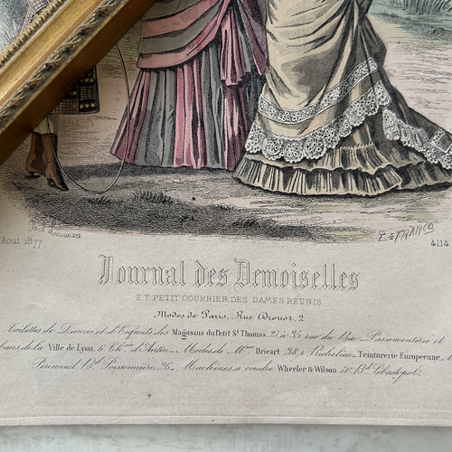フランスアンティーク JOURNAL DES DEMOISELLS リトグラフ モード画