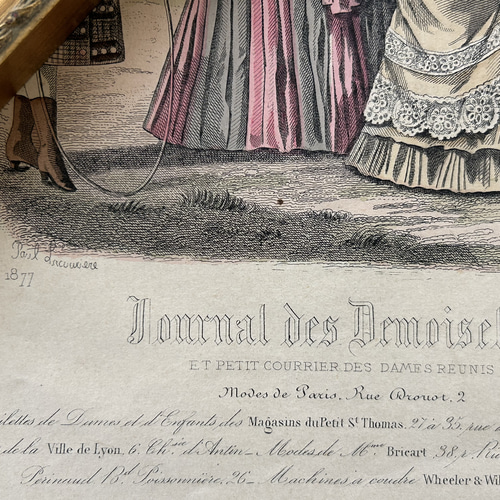 フランスアンティーク JOURNAL DES DEMOISELLS リトグラフ モード画