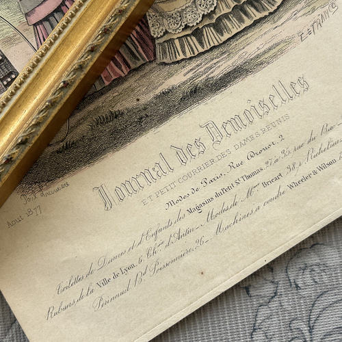 フランスアンティーク JOURNAL DES DEMOISELLS リトグラフ モード画