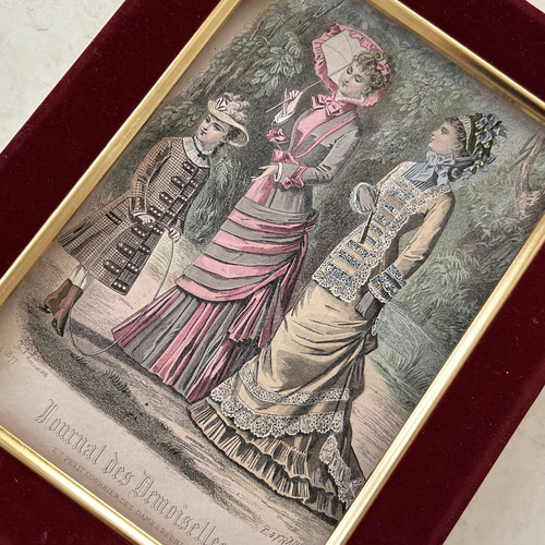 フランスアンティーク JOURNAL DES DEMOISELLS リトグラフ モード画