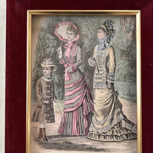 フランスアンティーク JOURNAL DES DEMOISELLS リトグラフ モード画