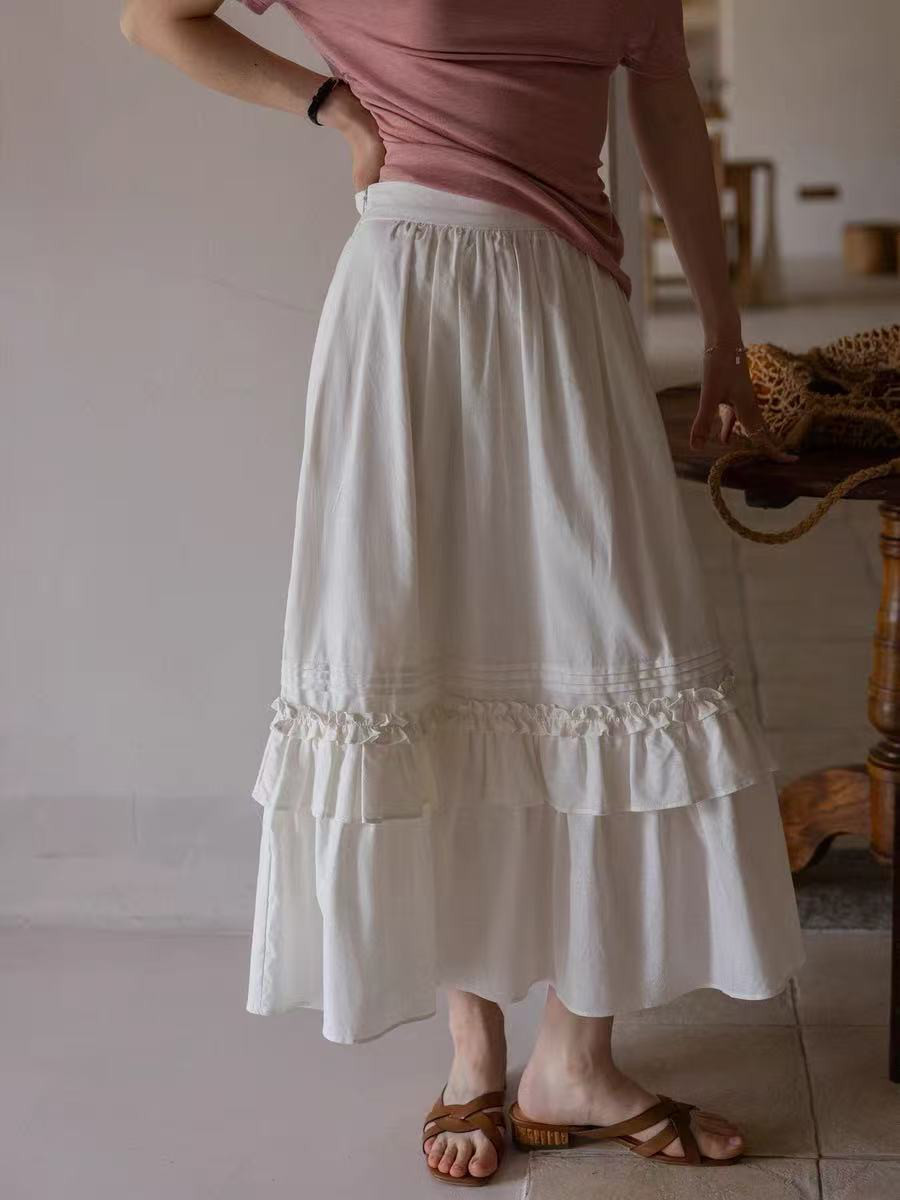 ティアードスカート　ハイウエスト　ギャザースカート