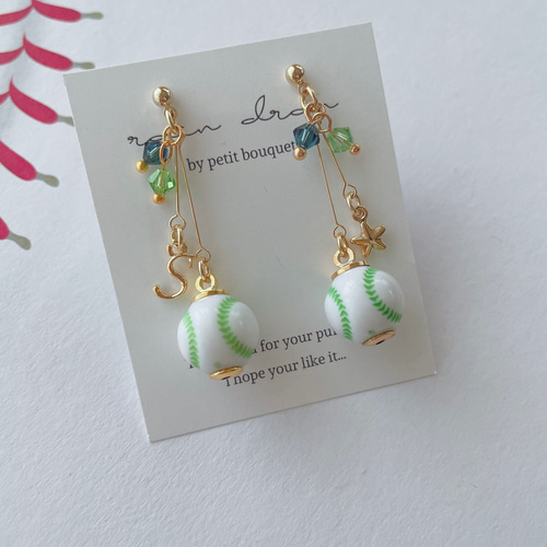 ☆必勝☆東京ヤクルトスワローズ応援 野球ピアス／イヤリング 小ボール