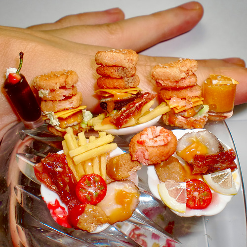 A ミニチュア ハンバーガーセット フェイクフード 樹脂粘土 ドリンク