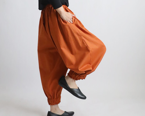 秋SALE 85cm 太ゴム入ギャザー裾バルーン パンツ ワイド
