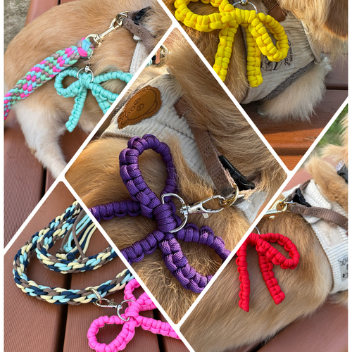カラフル手編みリボンチャーム《パラコード／選べる5色》 ペット服