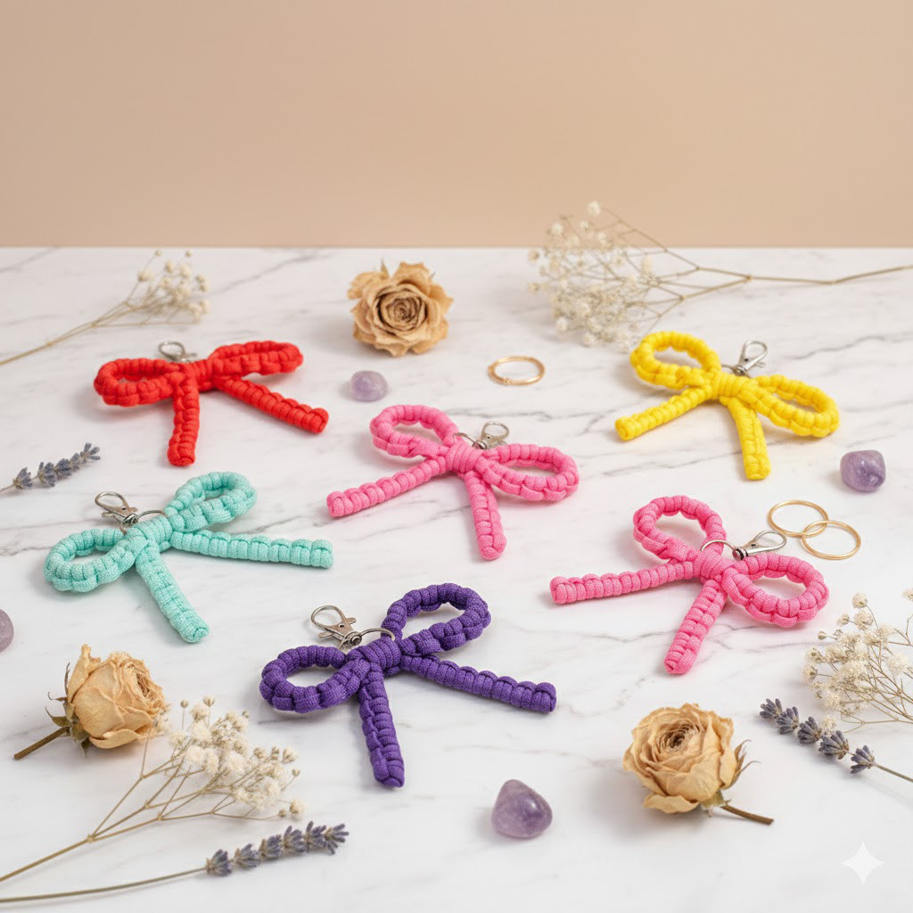 カラフル手編みリボンチャーム《パラコード／選べる5色》 ペット服