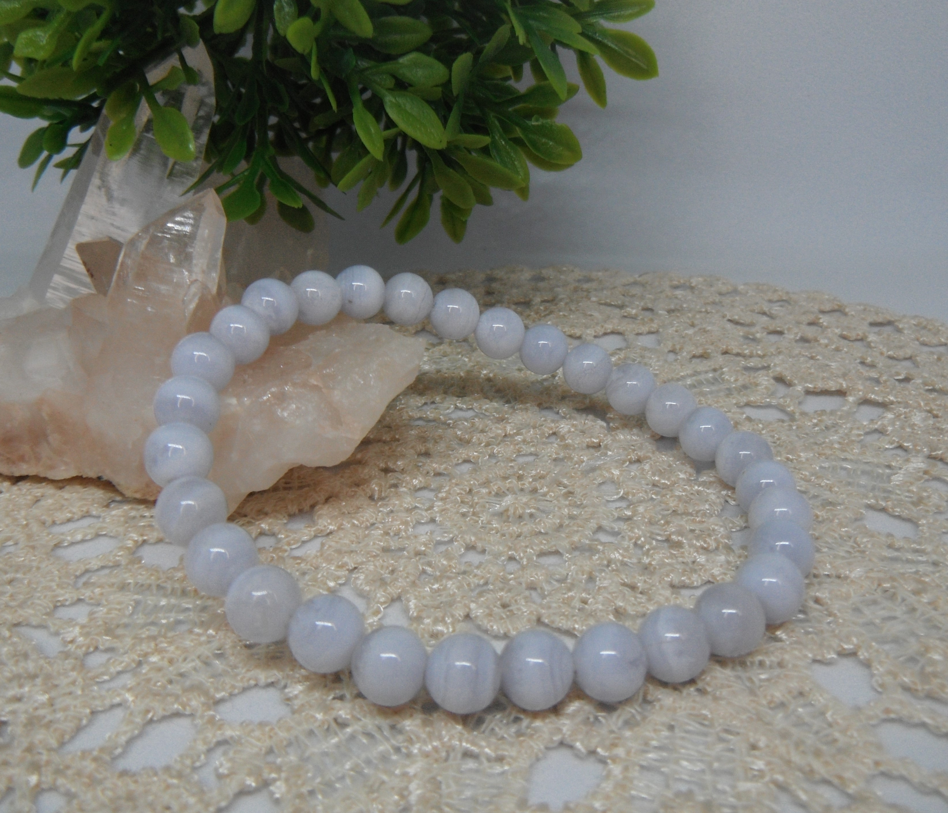 ～神の石～　ブルーレースアゲートブレスレット６㎜玉　天然石ブレスレット　ブレスレット　ストーンブレスレット