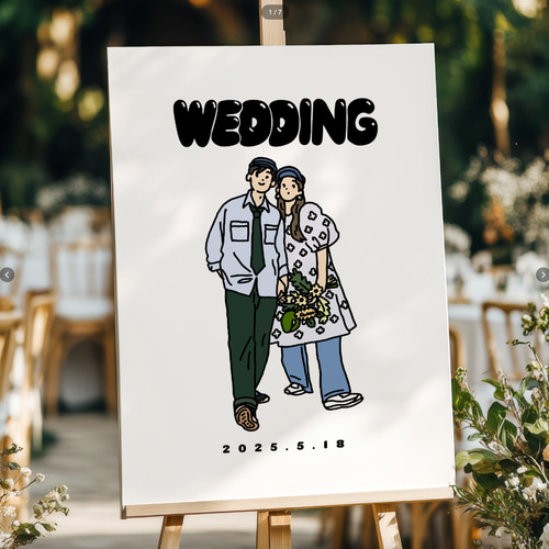 POP 画】似顔絵イラスト 結婚式 ウェルカムボード 似顔絵