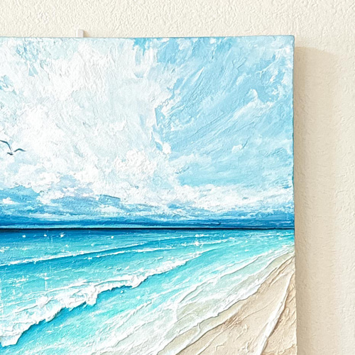 Earth【原画】爽やかな大人ブルーの海とカモメ〜癒しの場所 絵画 Apple