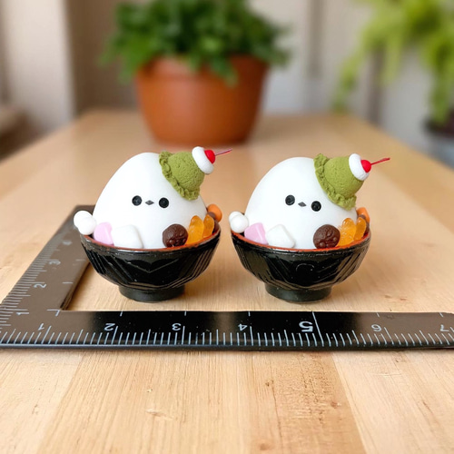 抹茶あんみつシマエナガ その他置物 つぶ屋 通販 19475570｜Creema