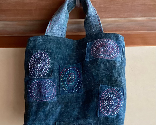 蚊帳に刺し子のバック トートバッグ ひだまり 通販 19475685｜Creema