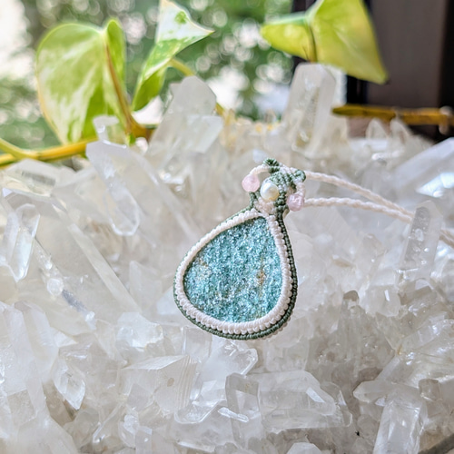 ☆グリーンアベンチュリンDruzy・アベンチュリン☆マクラメ編み