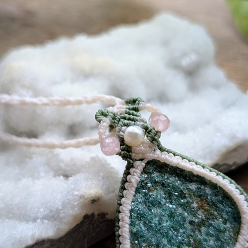 ☆グリーンアベンチュリンDruzy・アベンチュリン☆マクラメ編み