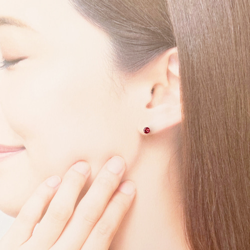 天然石 大粒ガーネットピアス K18 Garnet Hexa/ガーネット ヘキサ ピアス｜山梨県甲府市の
