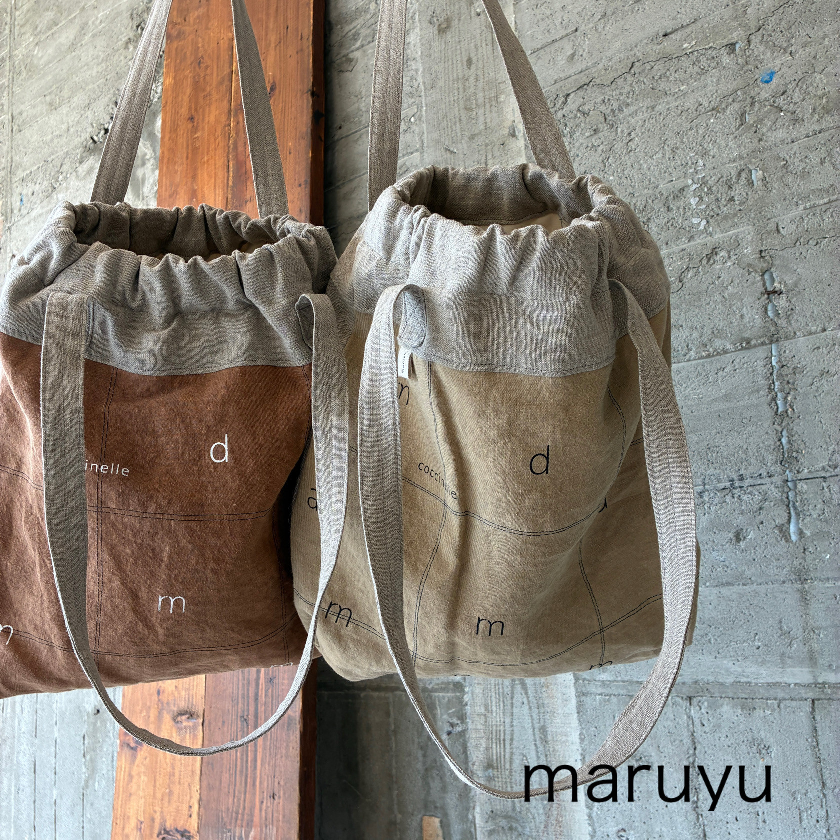 ーmaruyuーゴムギャザーが可愛いリネンのトート