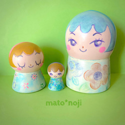 森のキノコじいさん&ちびキノコ (茶系) きのこ形 マトリョーシカ