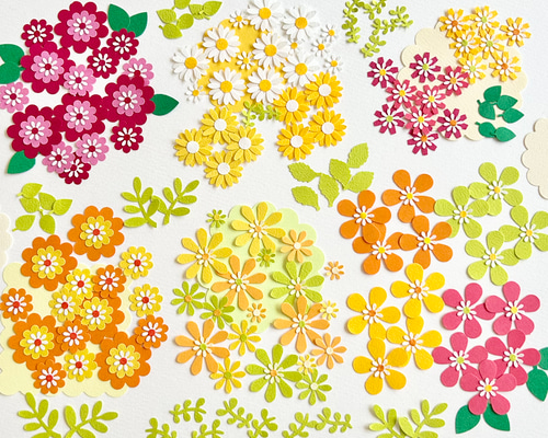 クラフトパンチのお花と葉っぱいろいろ〜ペーパーフラワー ビタミン