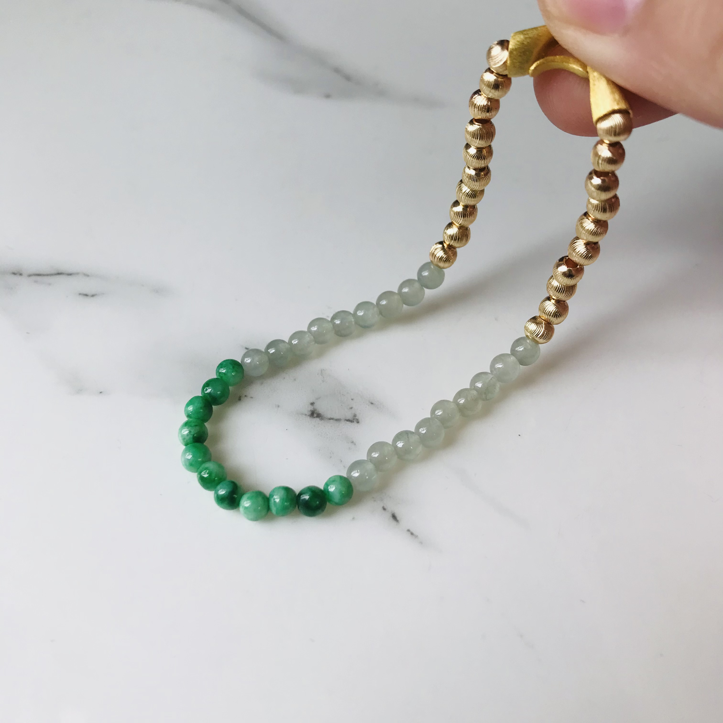 [B510-013］ ジェイド　JADE ヒスイ　本翡翠　ブレスレット　天然石　ミャンマー産　sv925