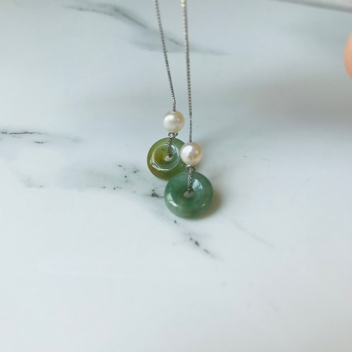 P117-001] ジェイド JADE ヒスイ 本翡翠 ピアス 天然石 一点物