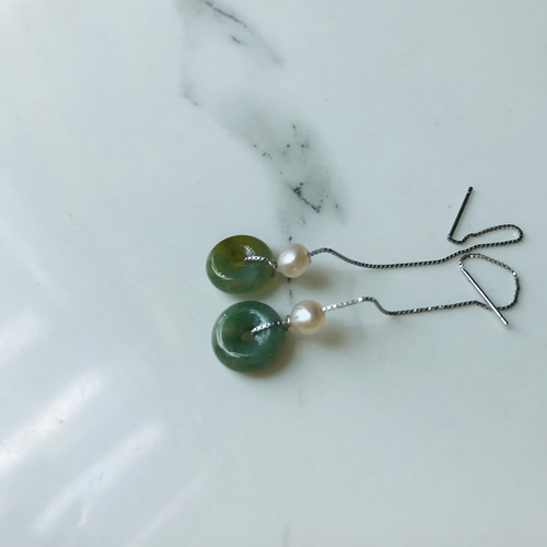 【絶品】 P117-001] ジェイド 一点物 天然石 ピアス 本翡翠 ヒスイ JADE アクセサリー