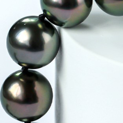 La Corser】タヒチ黒蝶真珠ブレスレット 8-10mm 黒と緑 天然海水