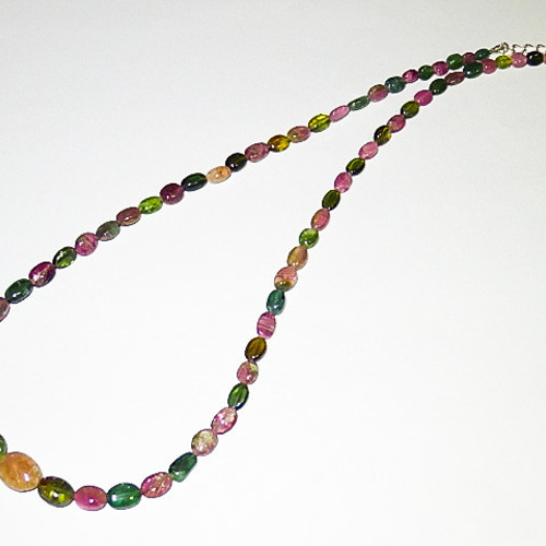 ☆天然トルマリンネックレス☆69.9ct/45cm-48cm☆1連ビーズ☆マルチ 