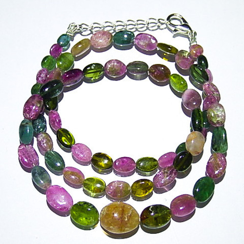 ☆天然トルマリンネックレス☆69.9ct/45cm-48cm☆1連ビーズ☆マルチ