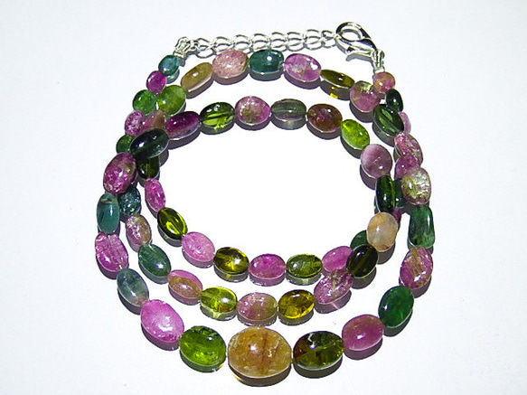 ☆天然トルマリンネックレス☆69.9ct/45cm-48cm☆1連ビーズ☆マルチ