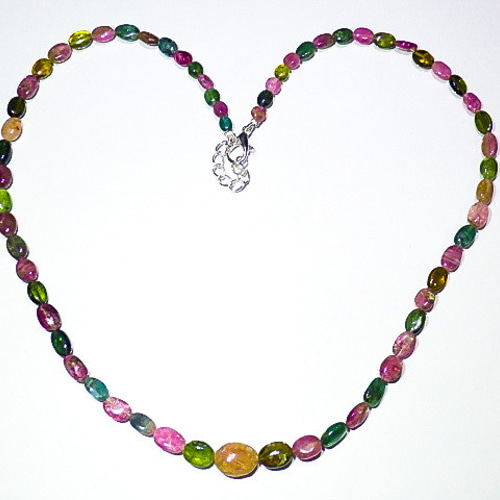 ☆天然トルマリンネックレス☆69.9ct/45cm-48cm☆1連ビーズ☆マルチ 