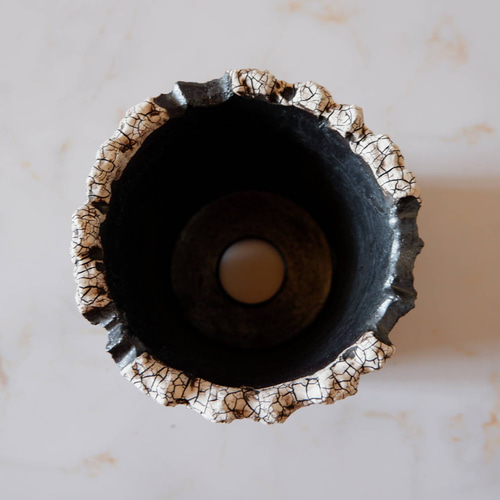 4号貫入白化粧黒鉢118 塊根植物 多肉植物 アガベ 盆栽 植木鉢 作家鉢