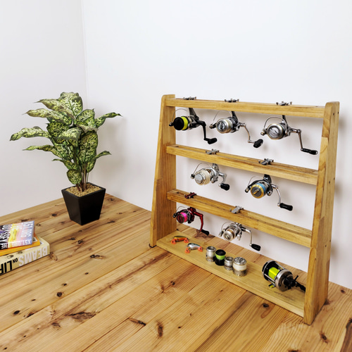 WOOD WORKS 日本製 リールスタンド 片面タイプ （サイズ：L）3Collars