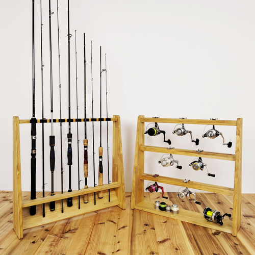 WOOD WORKS 日本製 リールスタンド 片面タイプ （サイズ：L