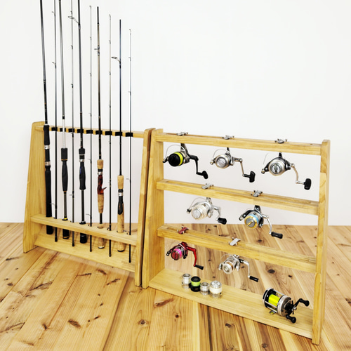 WOOD WORKS 日本製 リールスタンド 片面タイプ （サイズ：L）3Collars