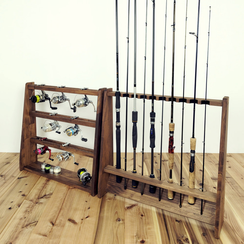 WOOD WORKS 日本製 リールスタンド 片面タイプ （サイズ：L