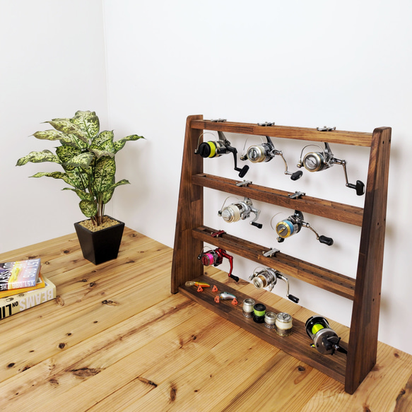 ♪WOOD WORKS★リールスタンド【Lサイズ】 WOOD WORKS 日本製 リールスタンド 片面タイプ （サイズ：L