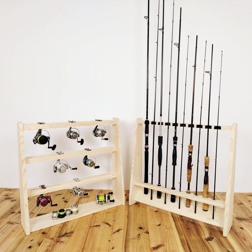 WOOD WORKS 日本製 リールスタンド 片面タイプ （サイズ：L）3Collars