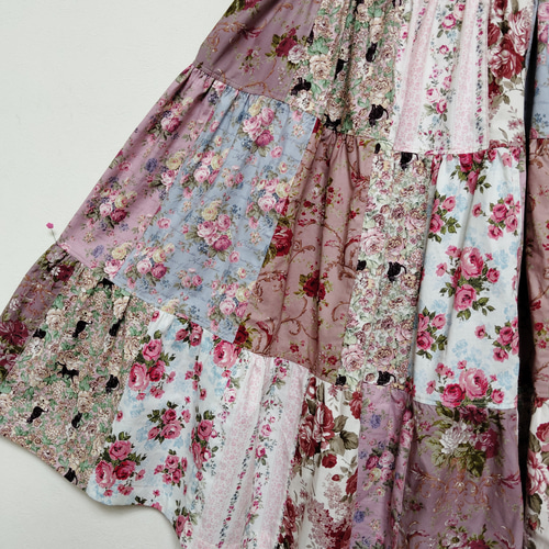 パッチワークのティアードスカートfree ロングスカート（マキシ